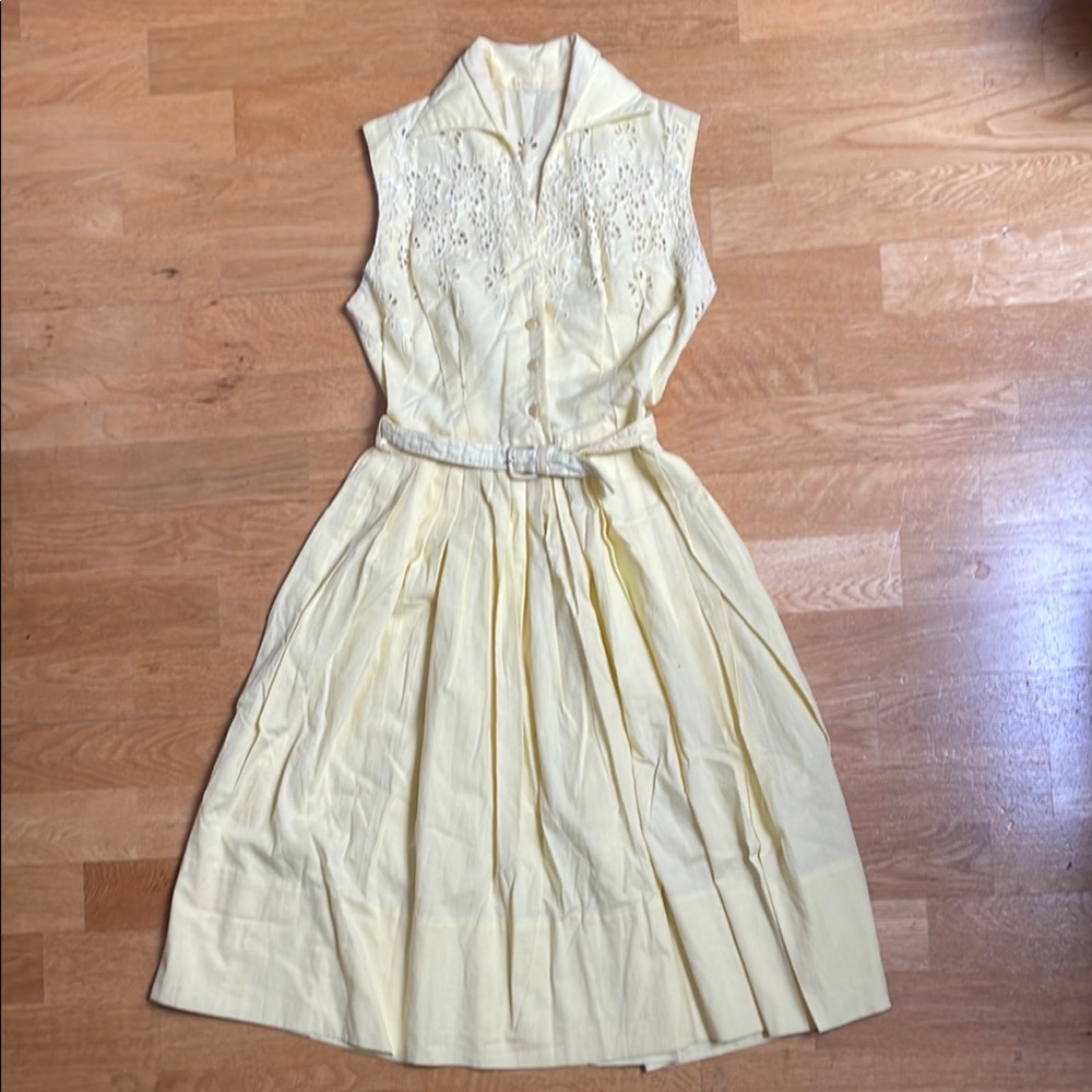 Vintage 50s 60s Pleated Midi Sundress, small